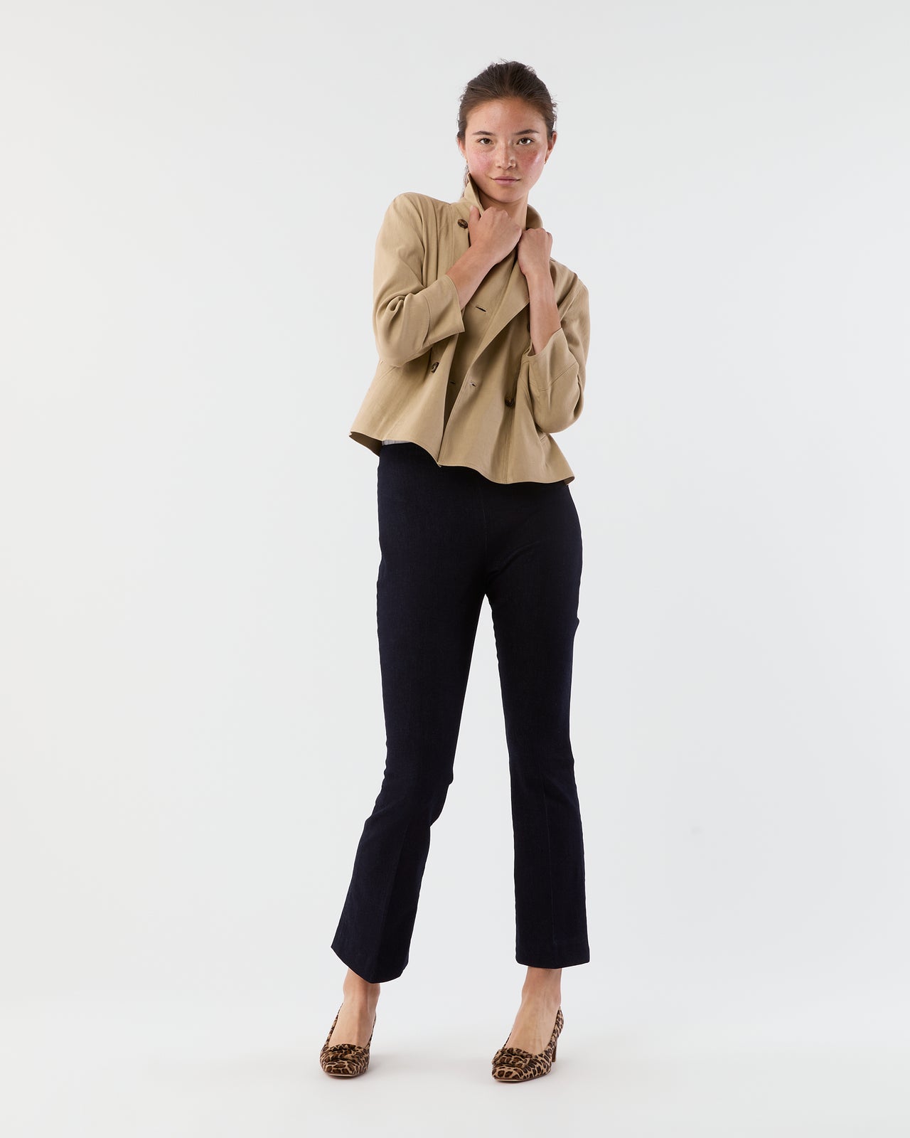 Faye Flare Cropped Pant in Indigo Stretch Denim