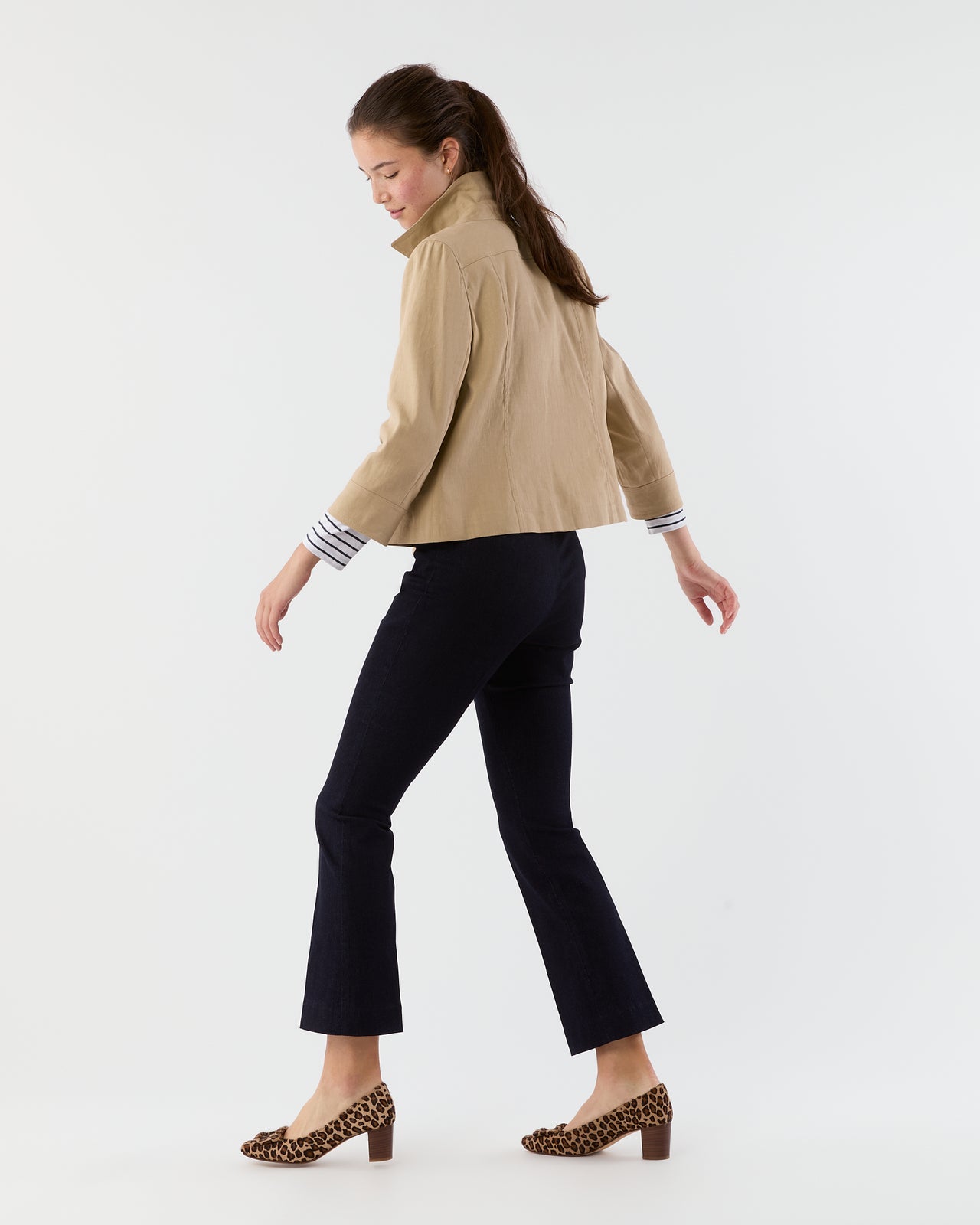 Faye Flare Cropped Pant in Indigo Stretch Denim