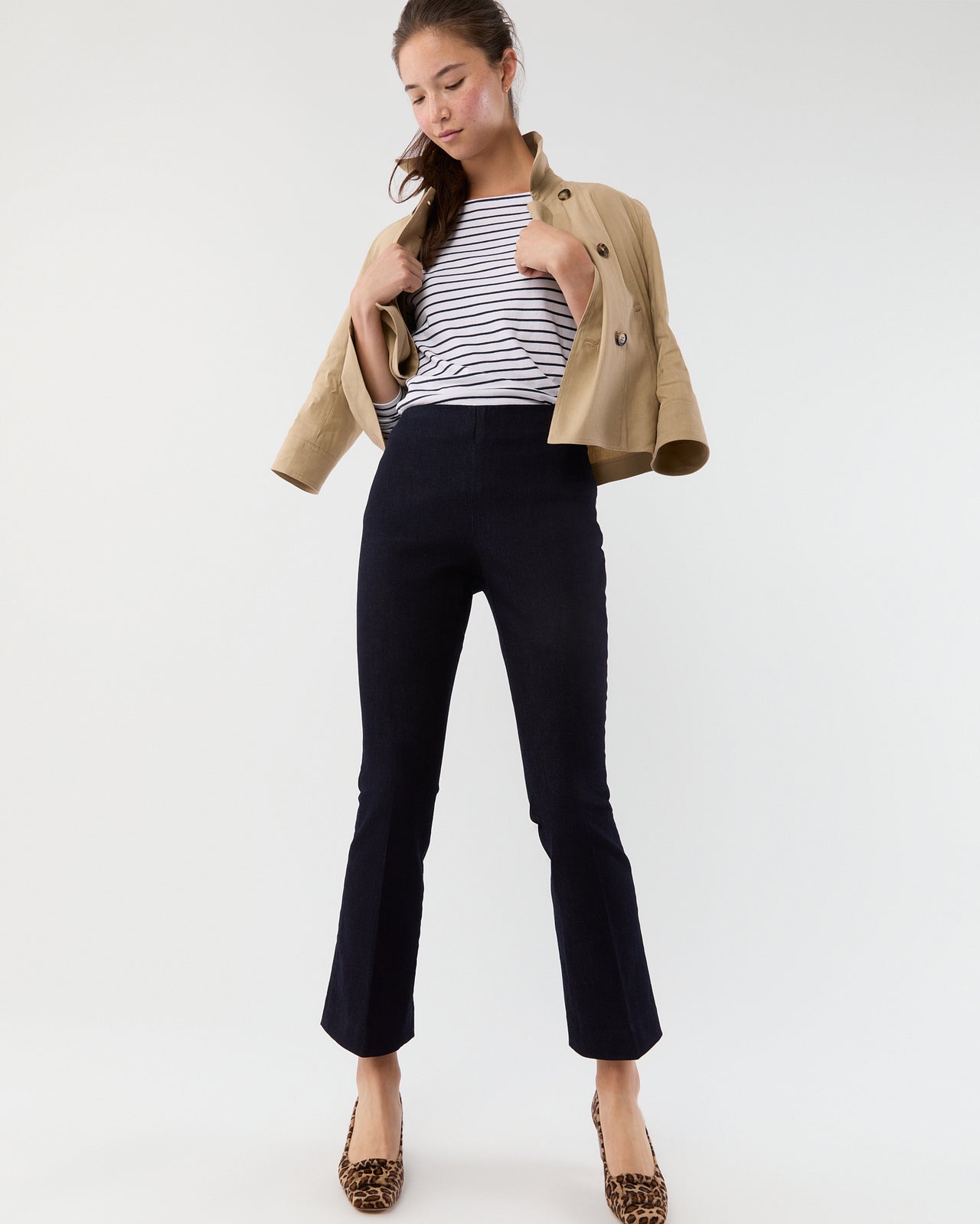 Faye Flare Cropped Pant in Indigo Stretch Denim