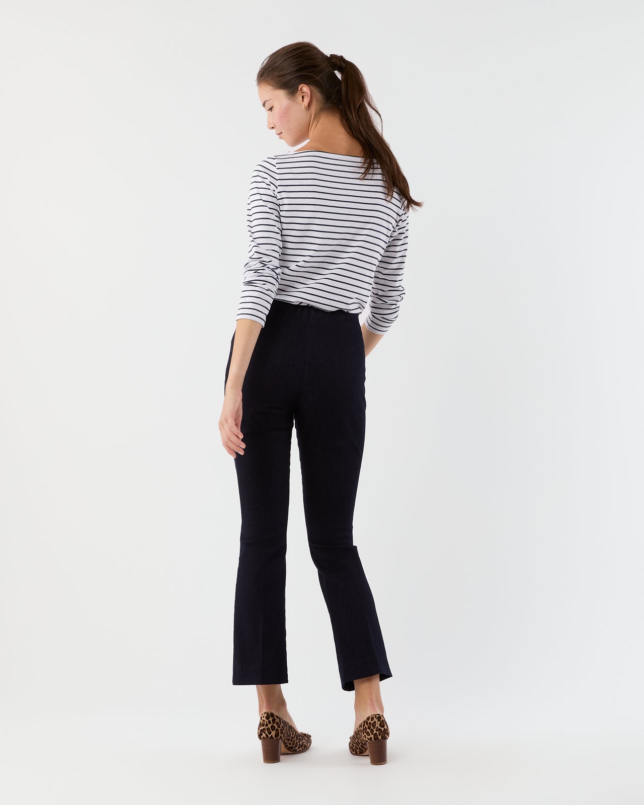 Faye Flare Cropped Pant in Indigo Stretch Denim