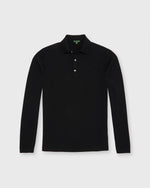 Load image into Gallery viewer, Long-Sleeved Rally Polo Sweater in Black Cotton

