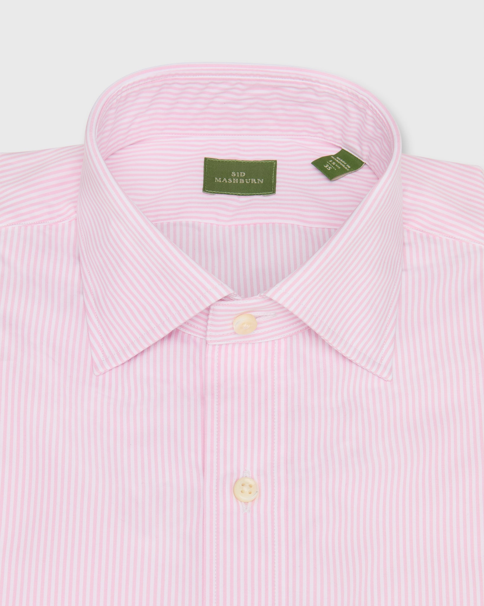 Spread Collar Dress Shirt in Pink Bengal Stripe Poplin