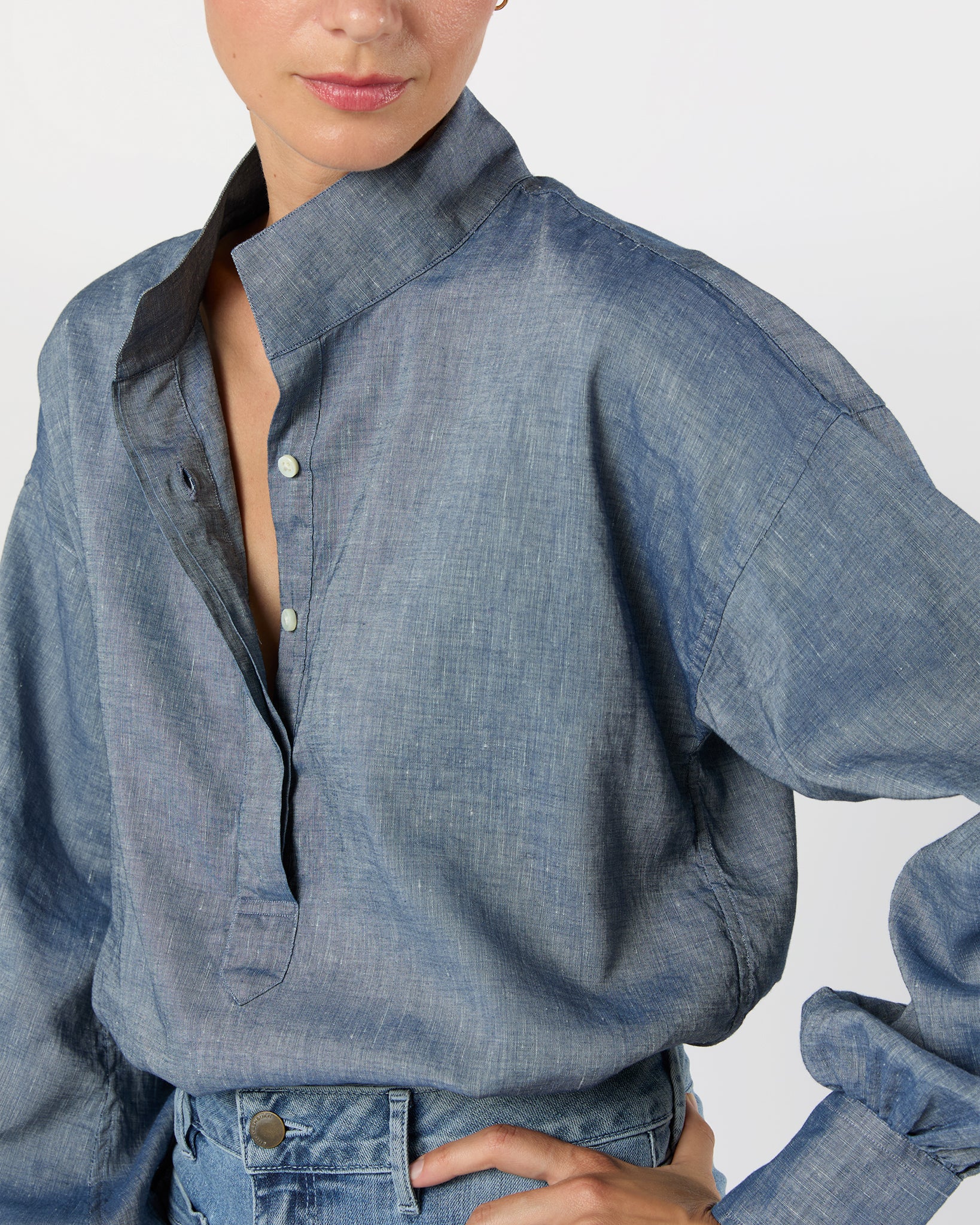 Anaya Popover Shirt in Indigo Cotolino Chambray