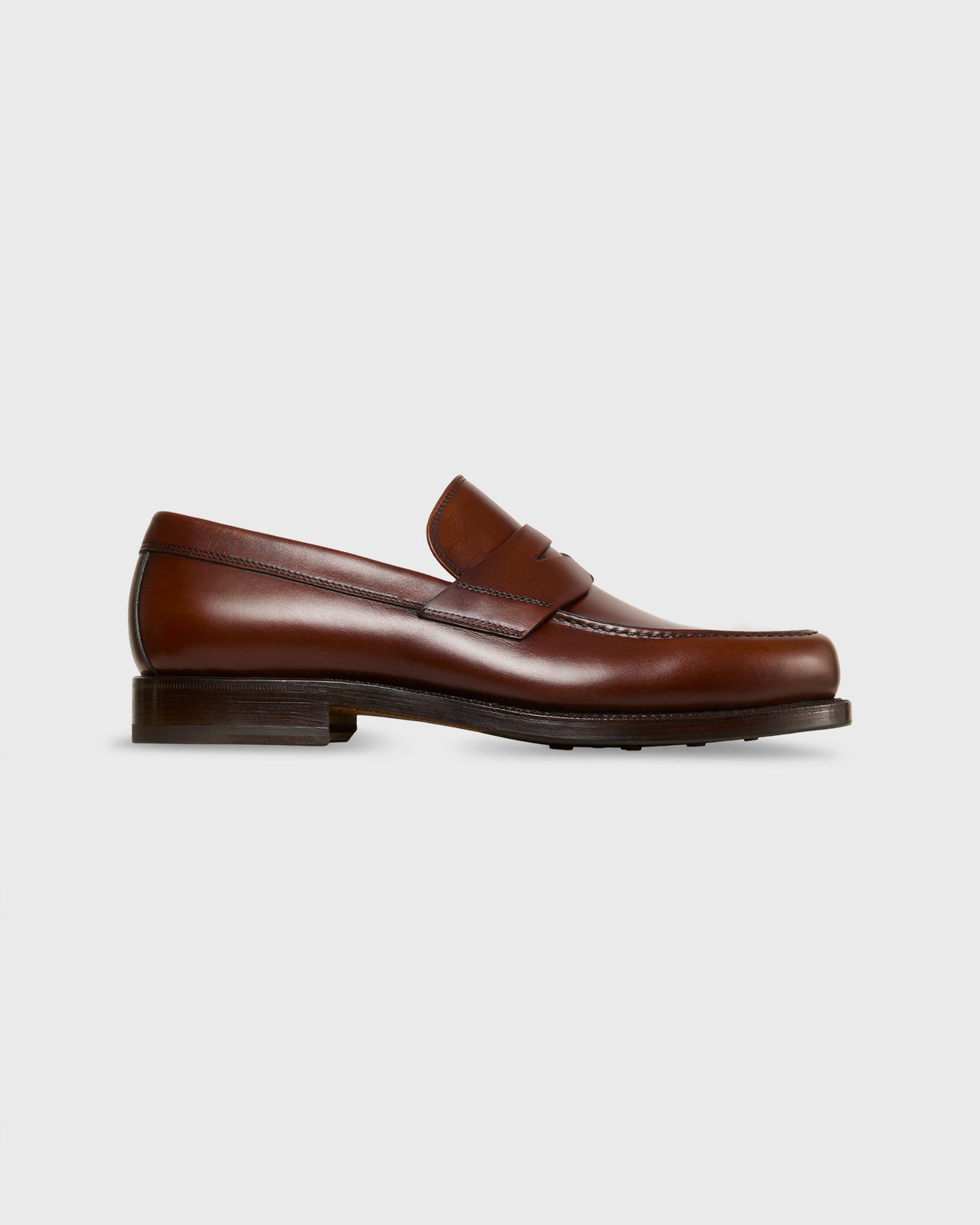 Alan Payne Men's Carlo Brown Round Toe Pebble Grain Italian Calfskin Penny Loafer