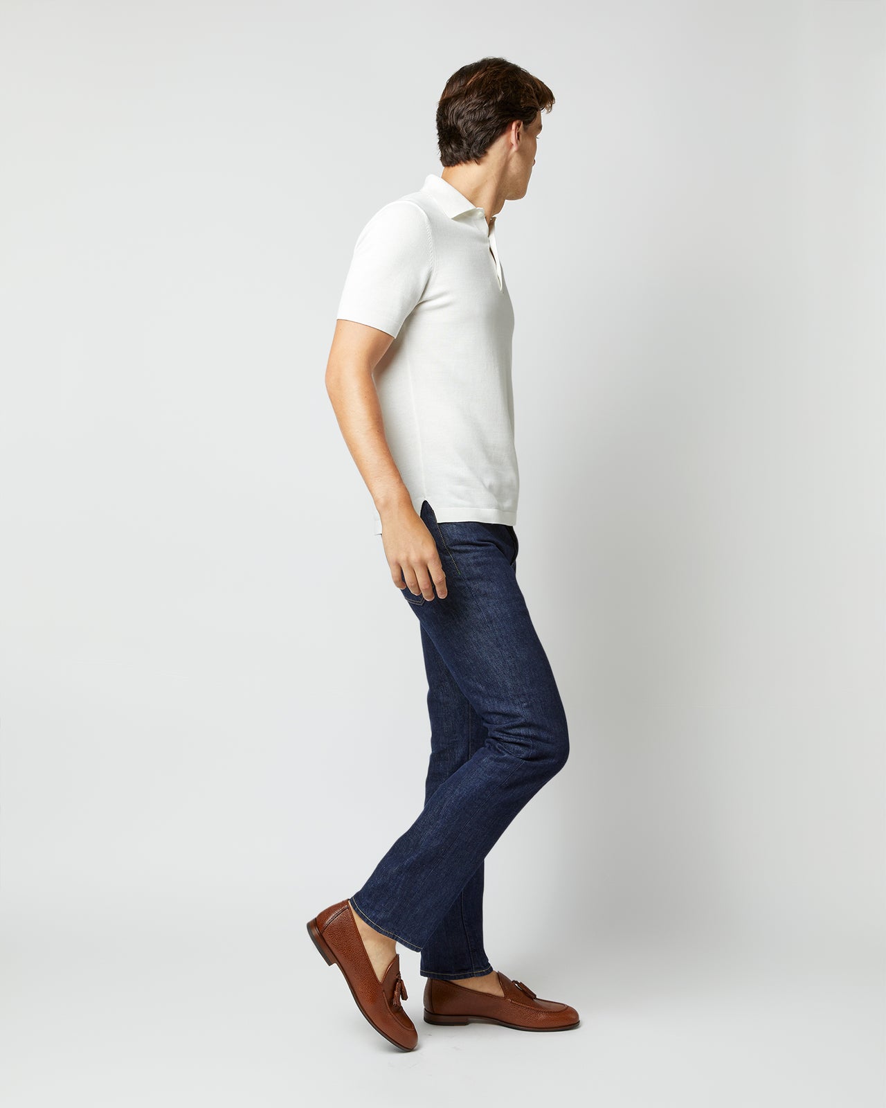 Rally Polo Sweater in Chalk Cotton