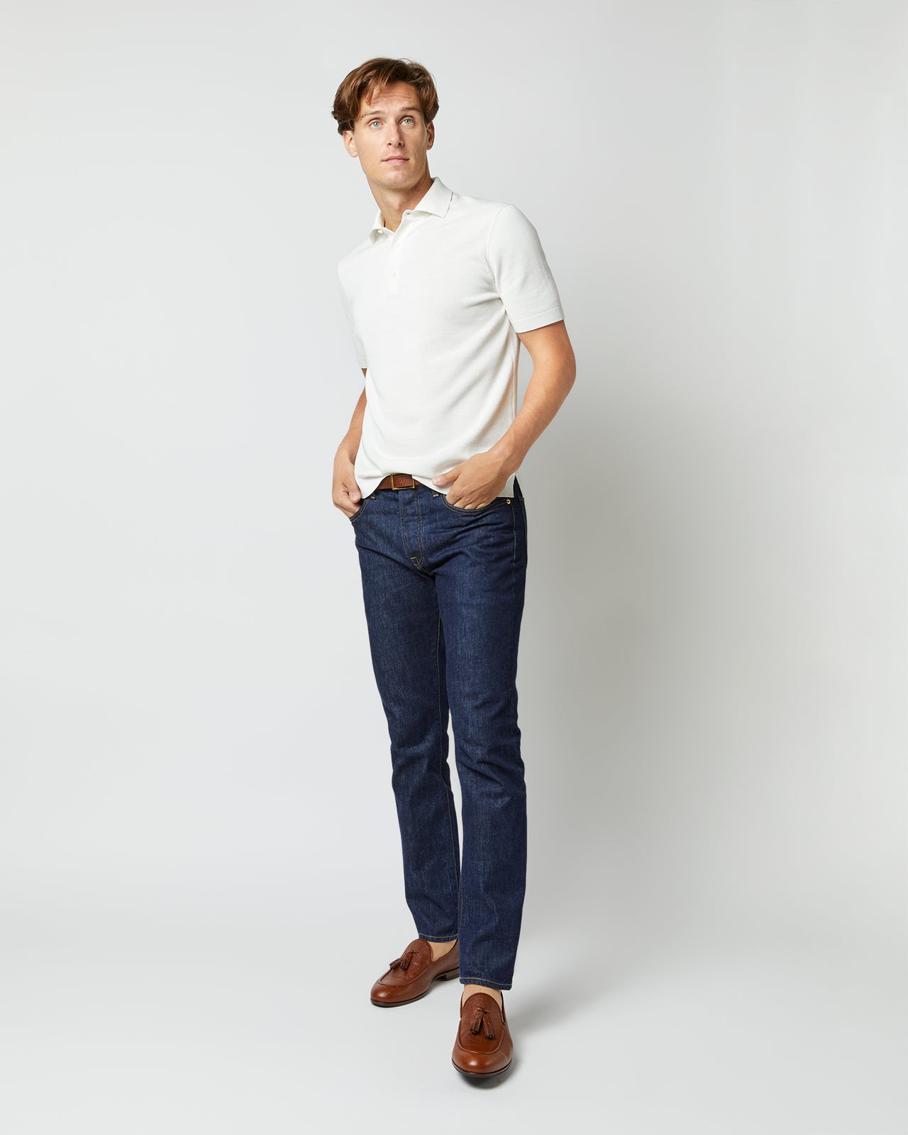 Rally Polo Sweater in Chalk Cotton