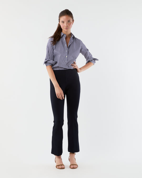 Faye Flare Cropped Pant in Navy Ponte Knit
