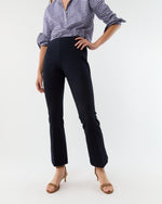 Load image into Gallery viewer, Faye Flare Cropped Pant in Navy Ponte Knit
