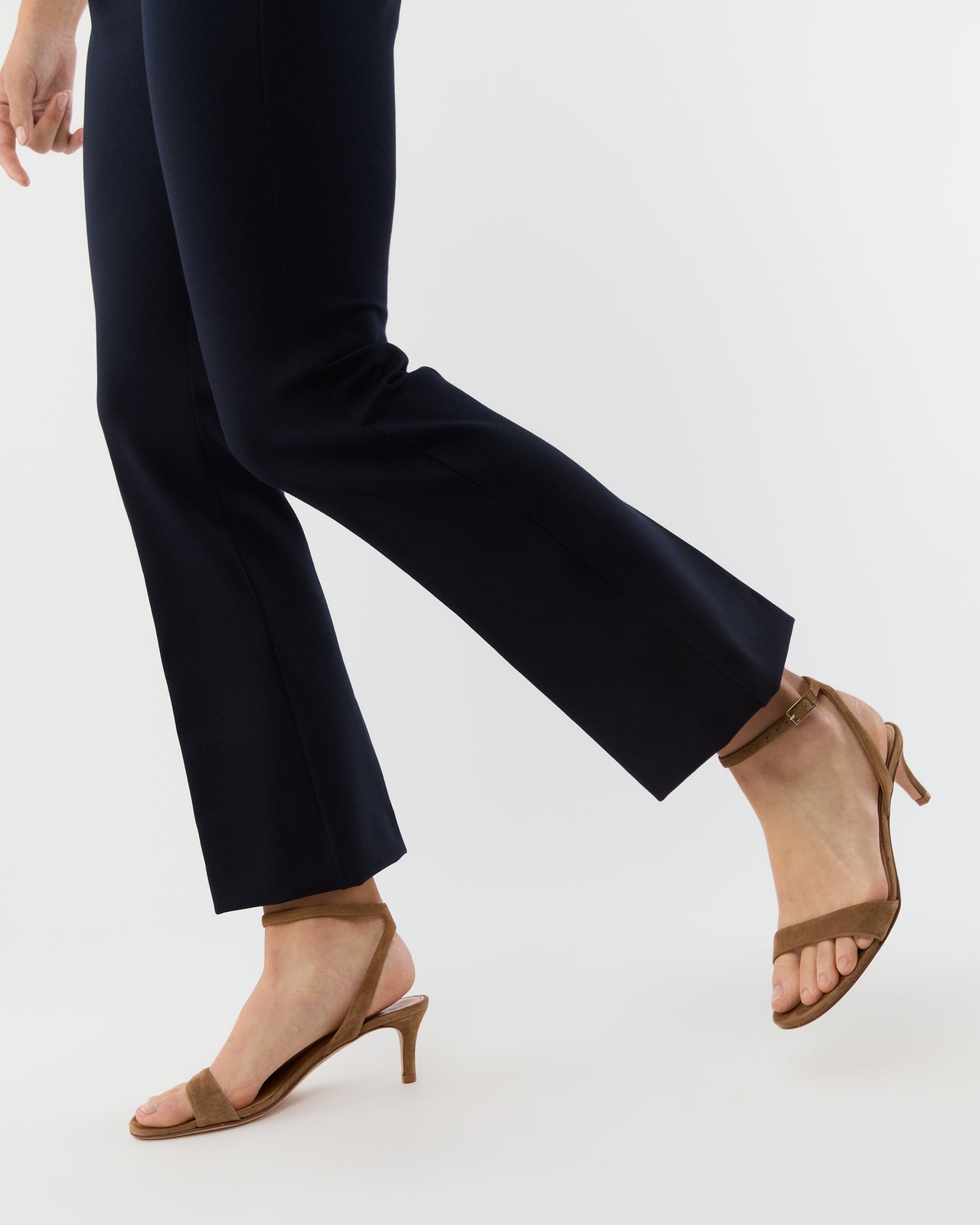 Faye Flare Cropped Pant in Navy Ponte Knit
