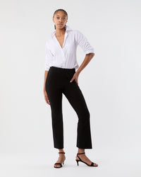 Faye Flare Cropped Pant in Black Ponte Knit