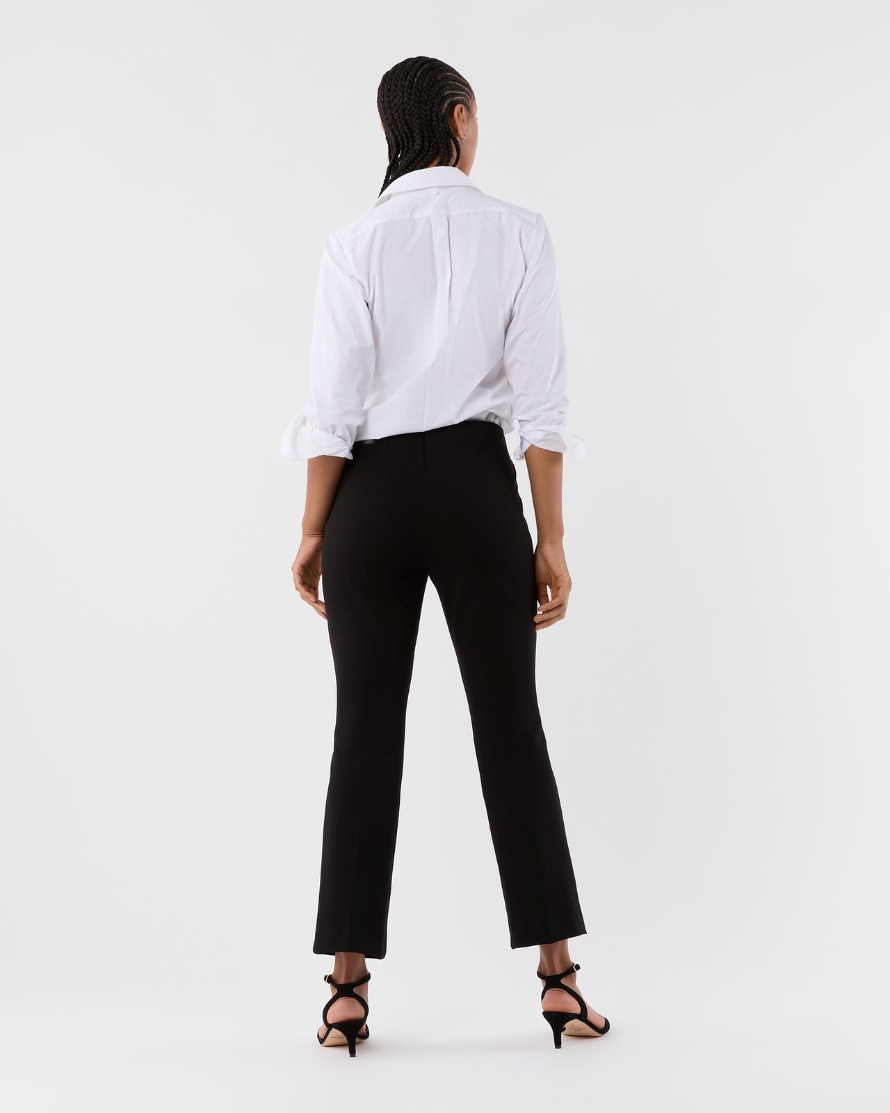Faye Flare Cropped Pant in Black Ponte Knit