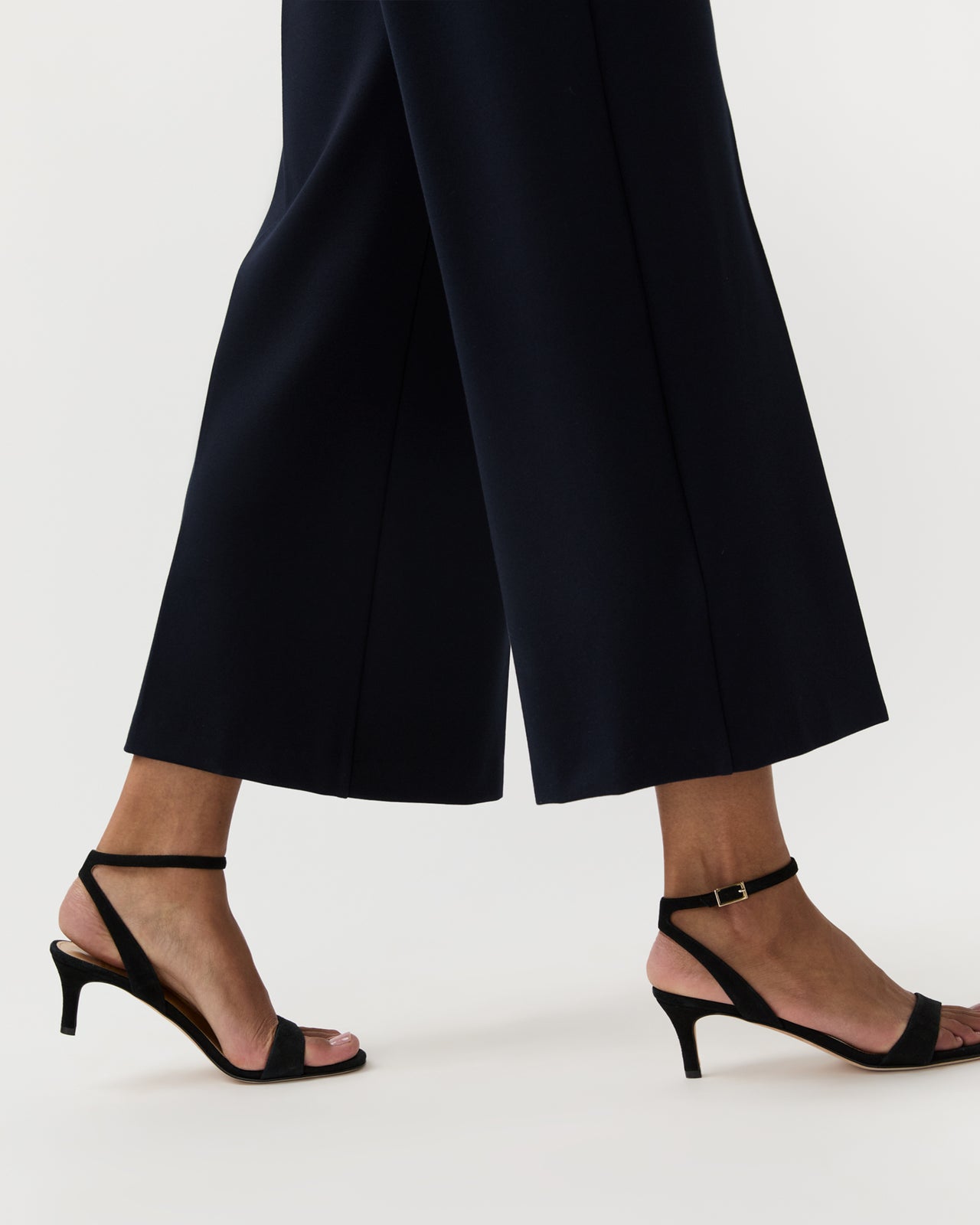 Ankle-Wrap Kitten Heel in Black Suede