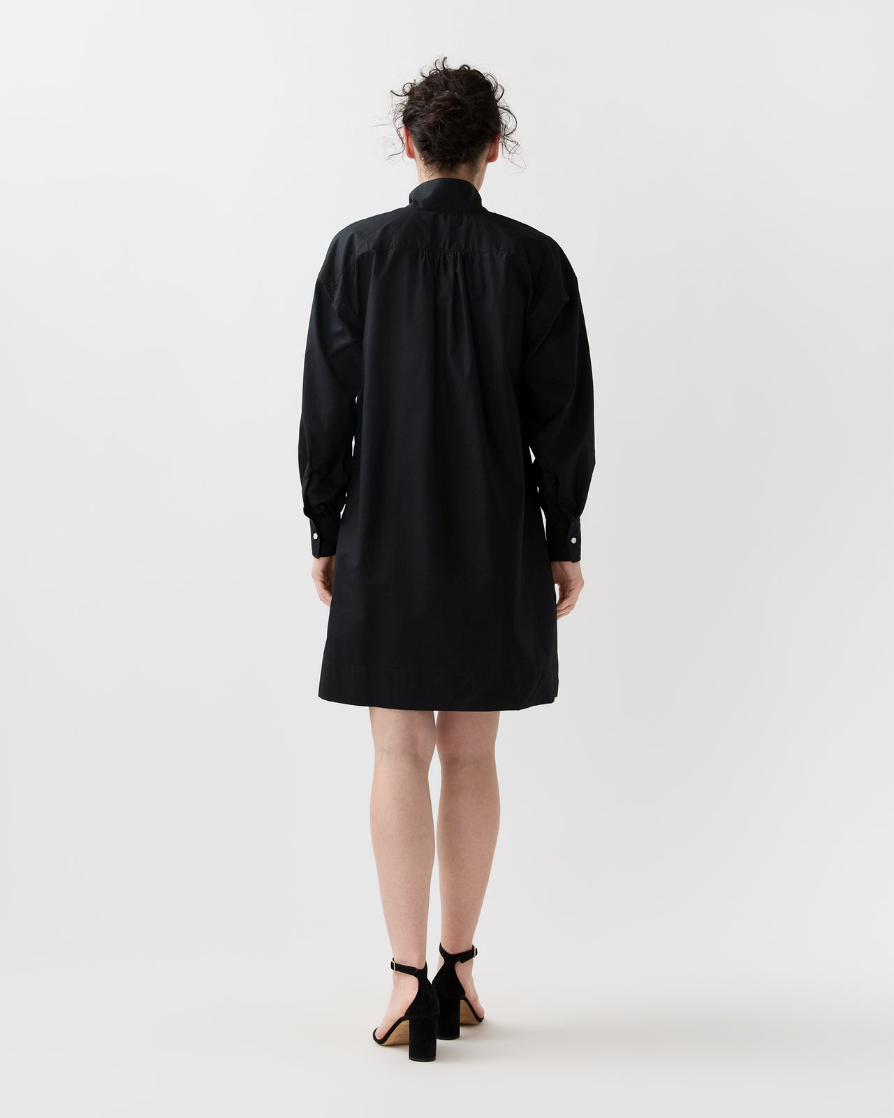 Anaya Popover Dress in Black Poplin