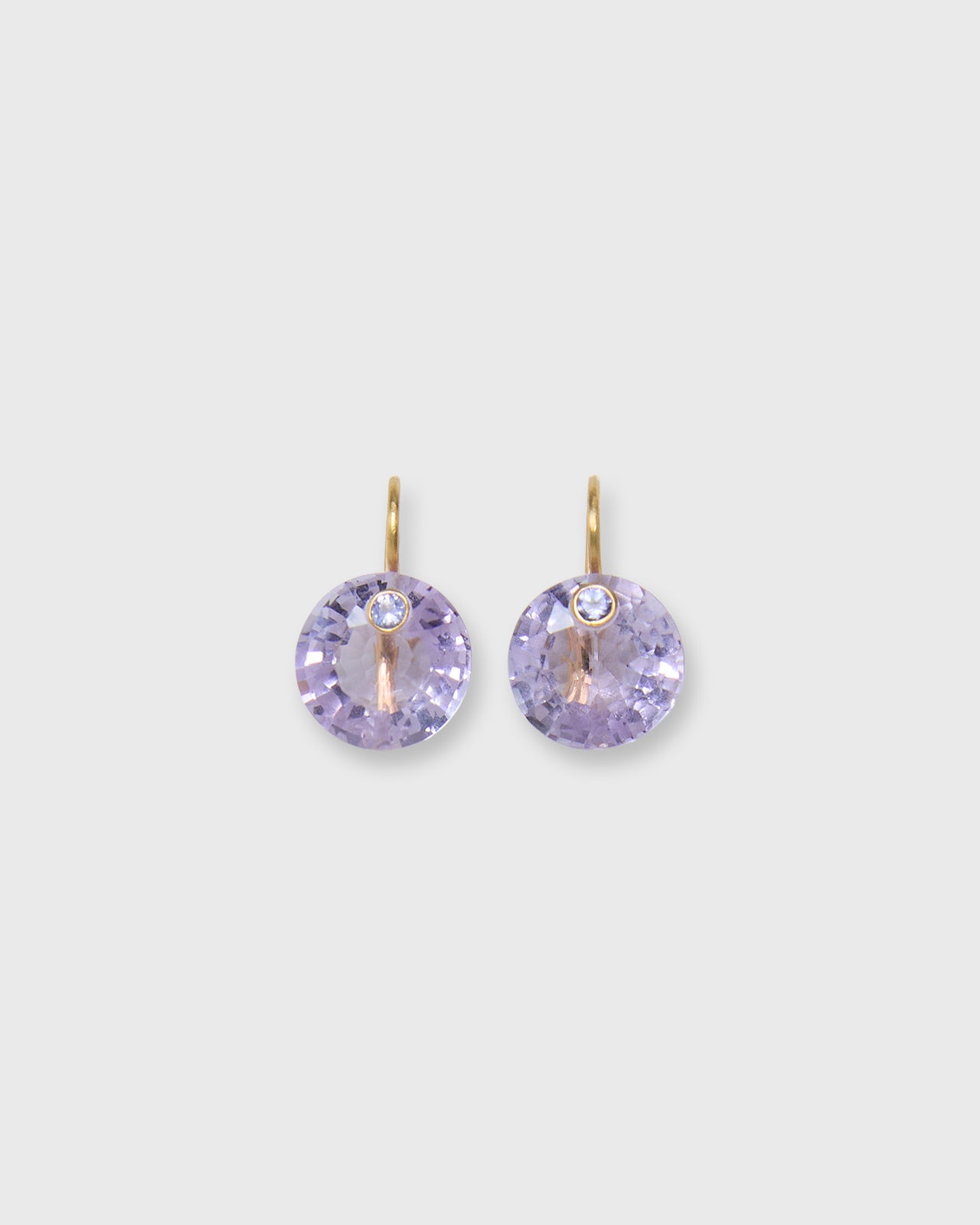 Small Round Gem Earrings in Amethyst/Tanzanite