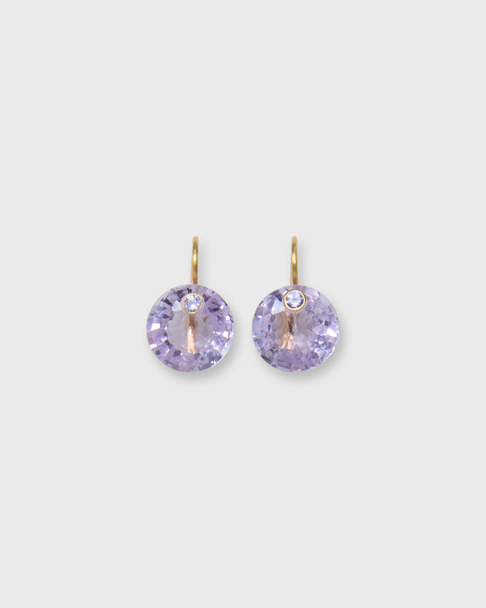 Small Round Gem Earrings in Amethyst/Tanzanite