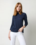 Load image into Gallery viewer, Turtleneck Tee in Navy Pima Cotton
