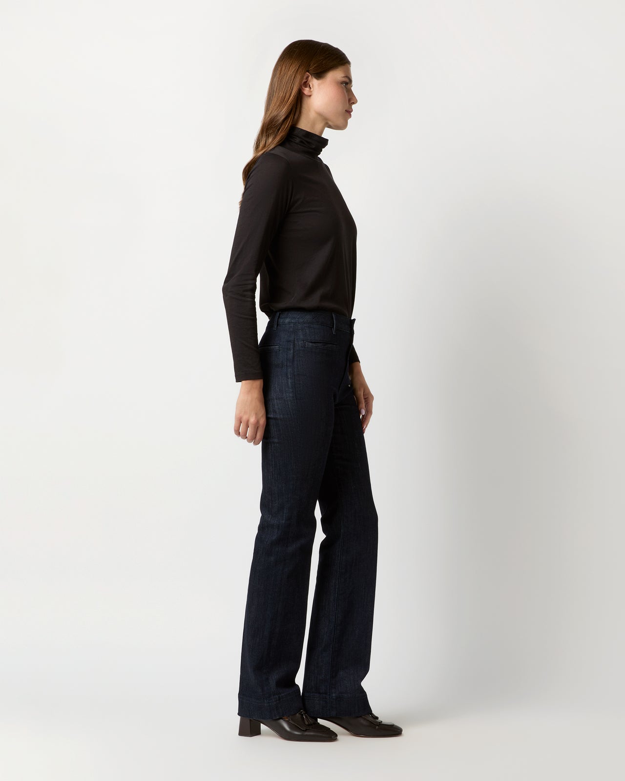 Turtleneck Tee in Black Pima Cotton