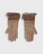 Load image into Gallery viewer, Rabbit Fur-Lined Gloves in Dark Taupe Leather
