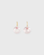 Load image into Gallery viewer, Small Round Gem Earrings in Rose Quartz/Pink Sapphire
