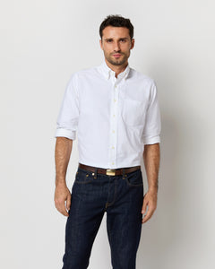 Button-Down Dress Shirt in White Oxford