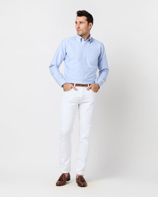 Slim Straight Jean in White Garment-Dyed Denim