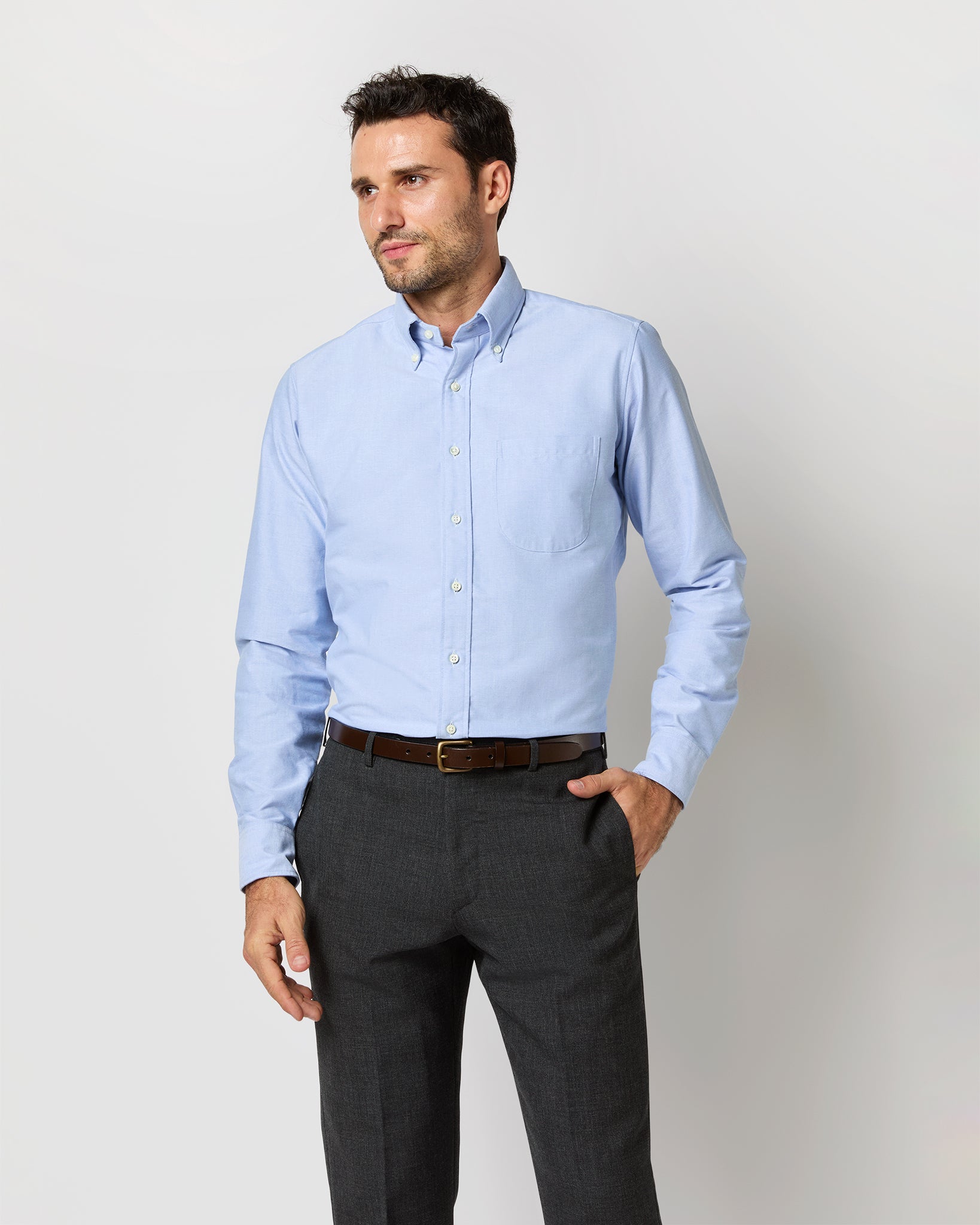 Button-Down Dress Shirt in Blue Oxford | Shop Sid Mashburn