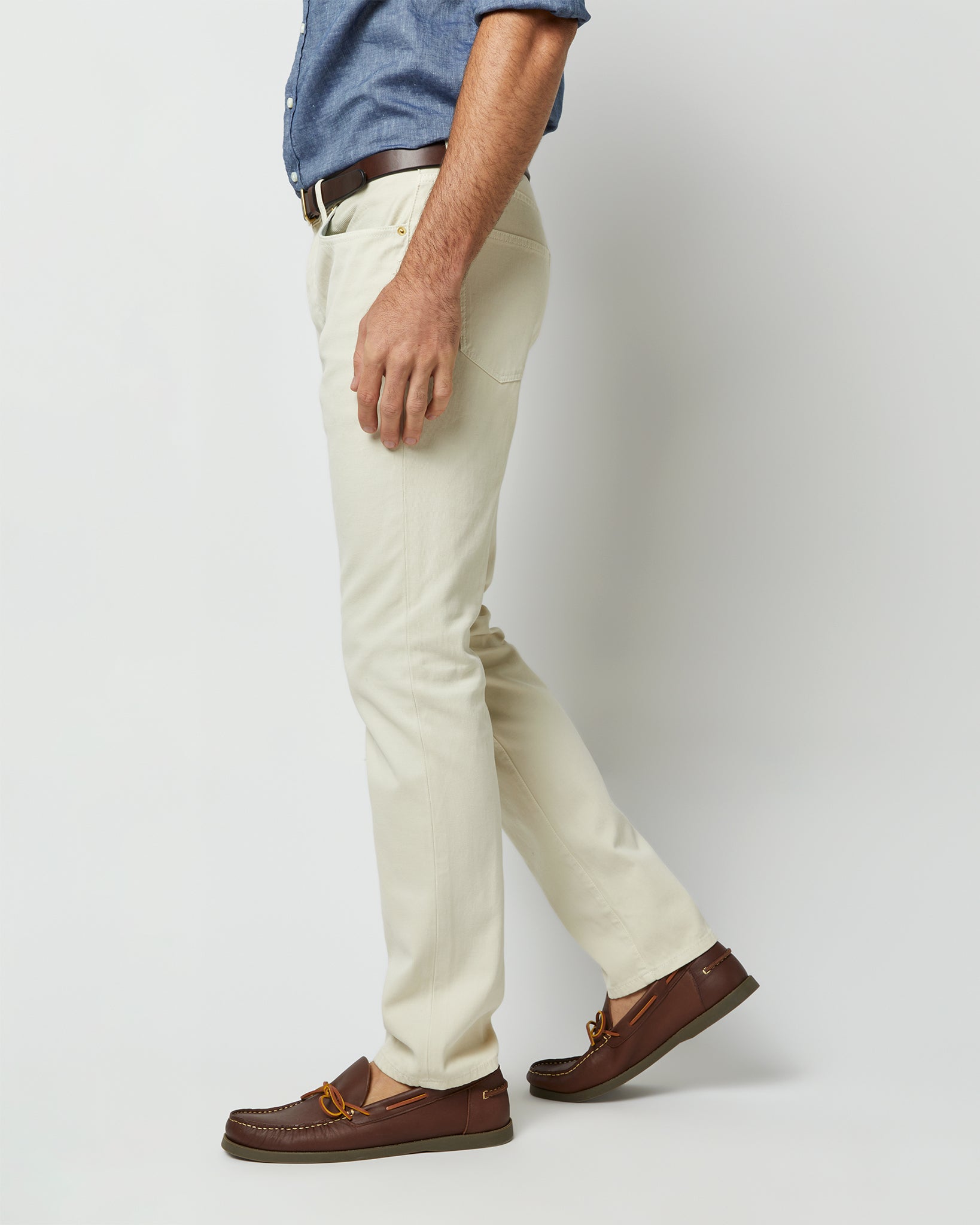 Slim Straight 5-Pocket Pant in Stone Bedford Cord