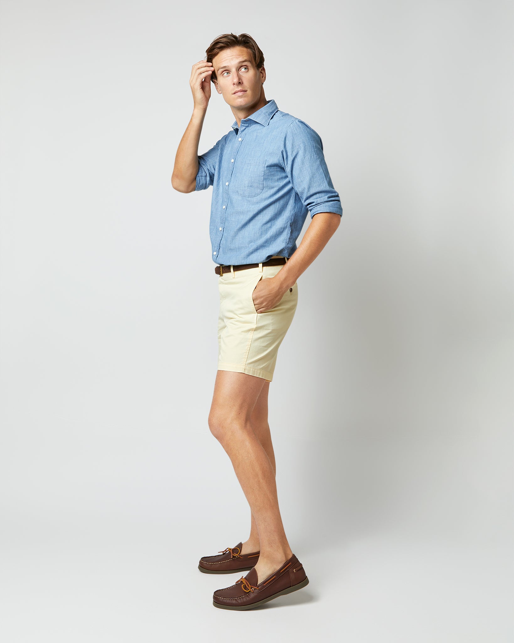 Garment-Dyed Short in Pale Yellow AP Lightweight Twill