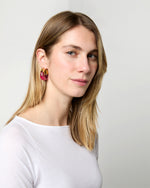 Load image into Gallery viewer, Organic Hoop Earrings in Flamingo
