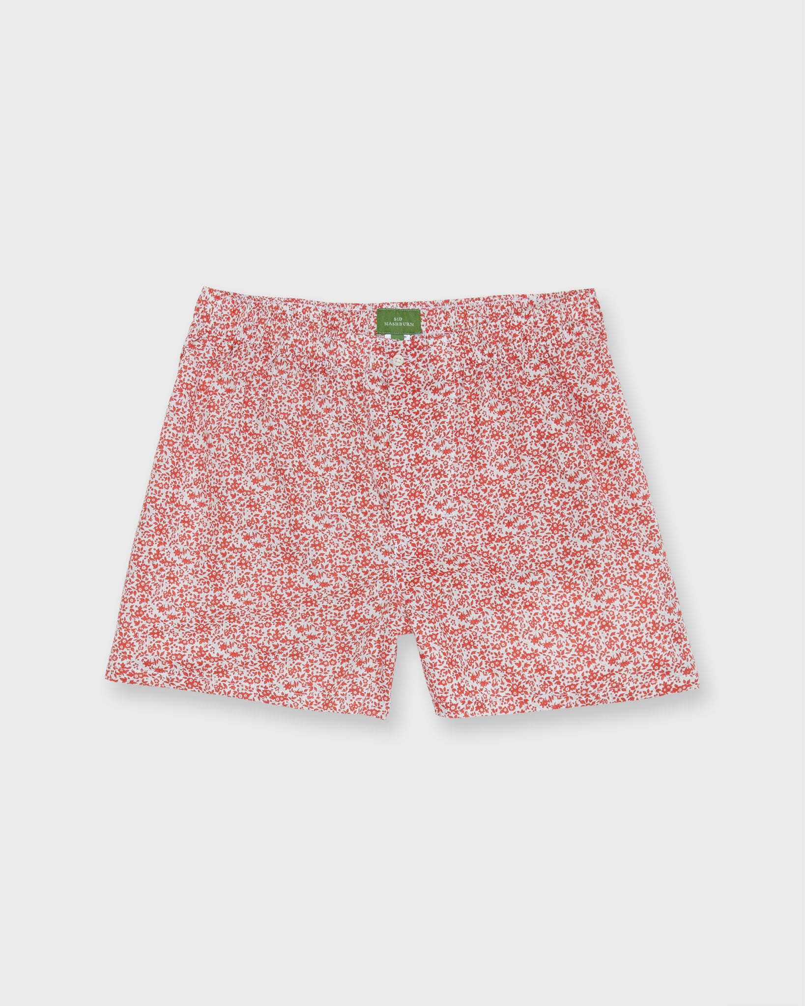Button-Front Boxer Short in Red/White Chamomile Liberty Fabric
