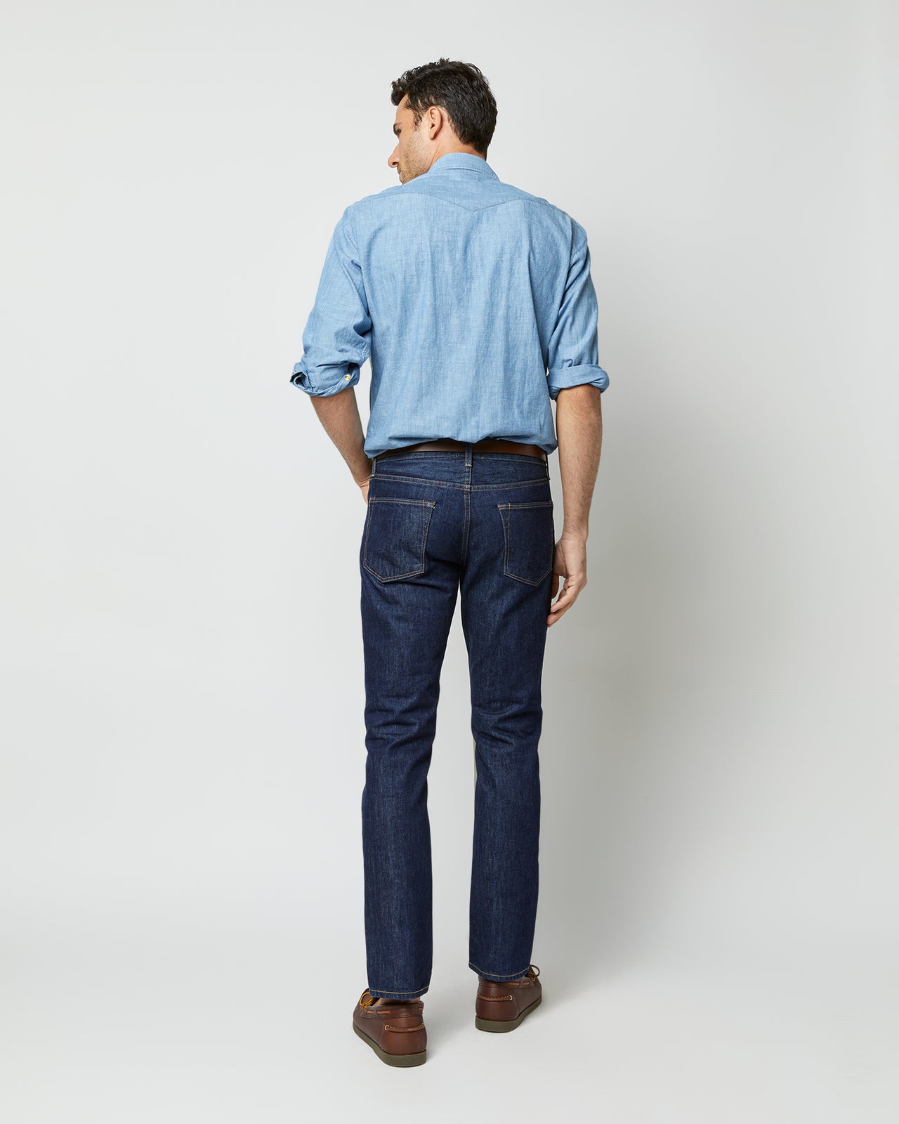 Western Work Shirt in Extra Light Washed Indigo Chambray