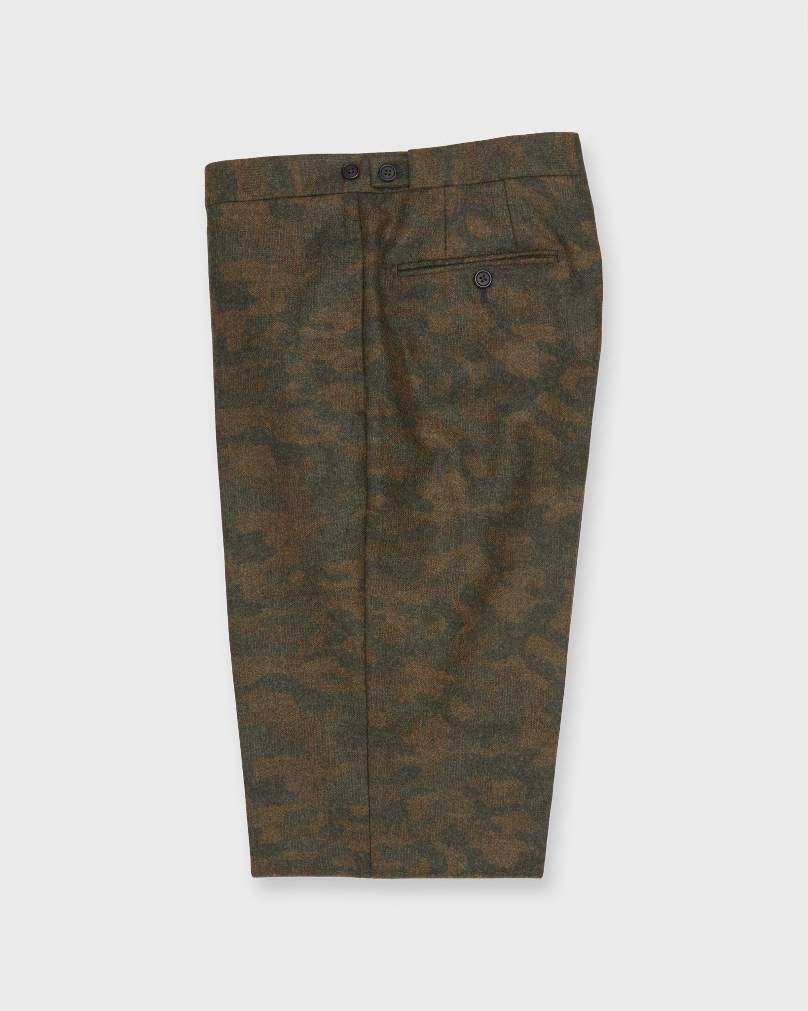 Side-Tab Dress Trouser in Brown/Olive Camo Flannel