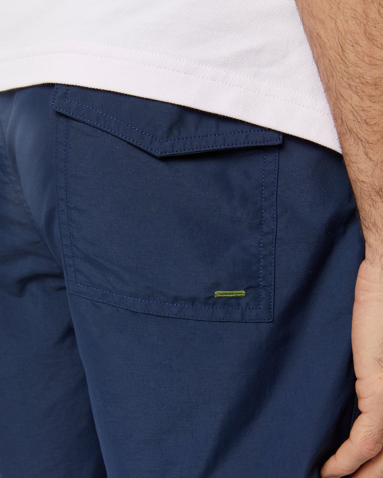 Zip-Front Mid-Length Swim Short in Navy Nylon