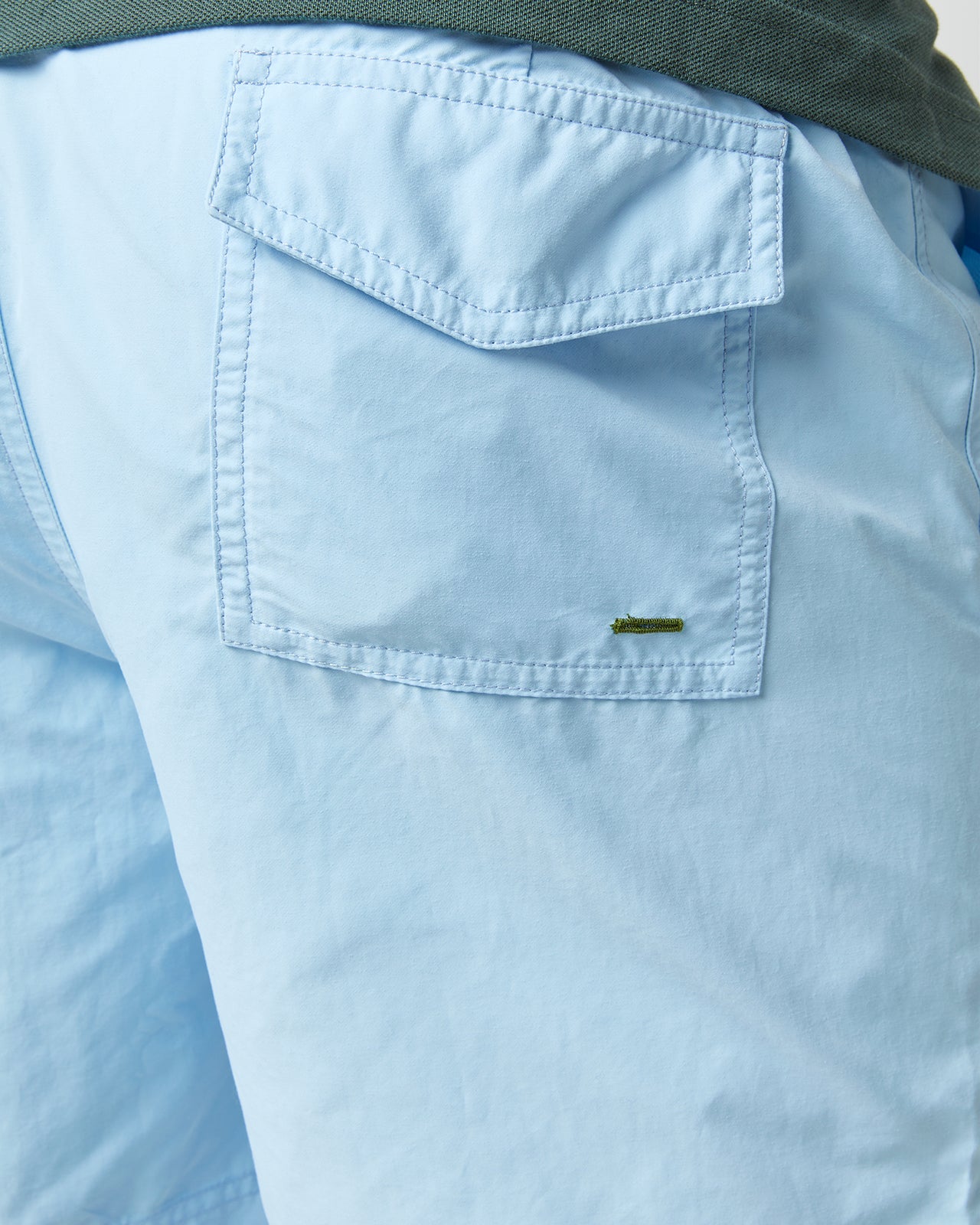 Zip-Front Mid-Length Swim Short in Sky Nylon