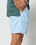 Load image into Gallery viewer, Zip-Front Mid-Length Swim Short in Sky Nylon
