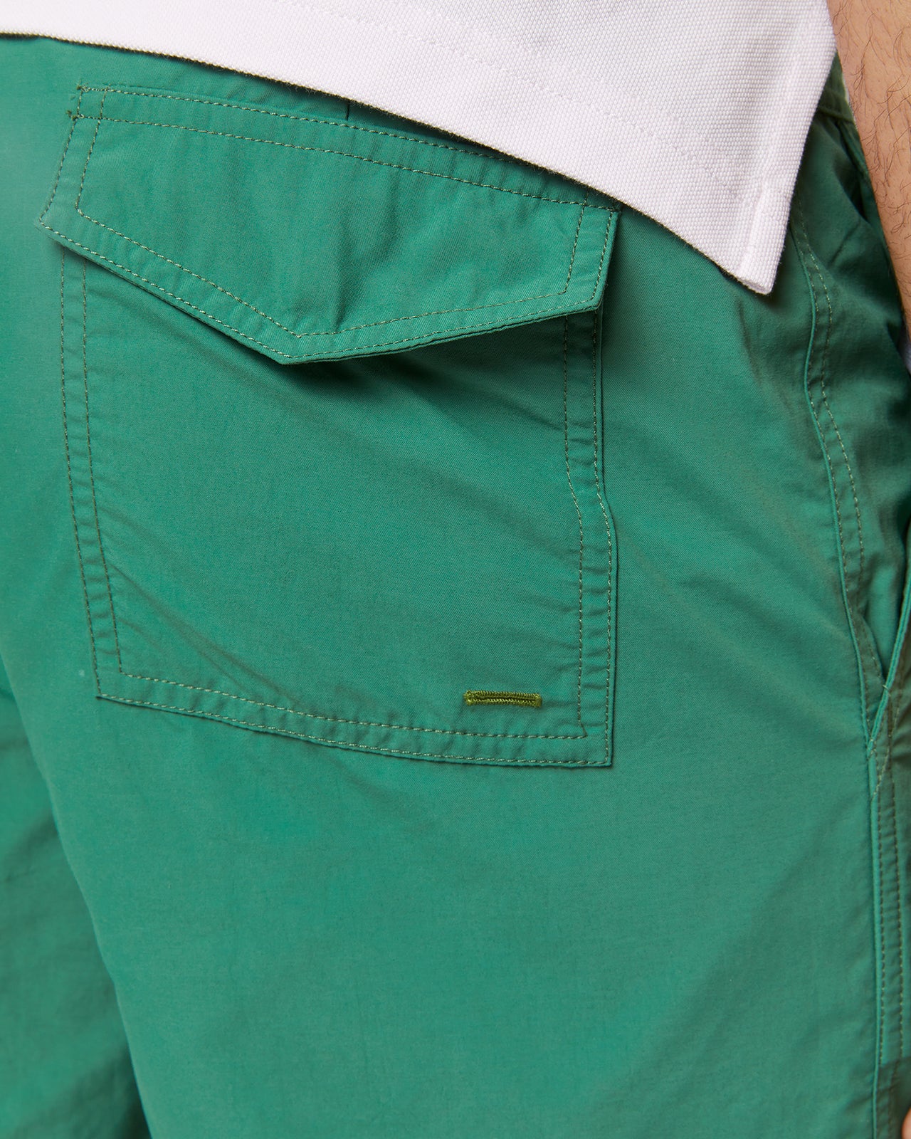 Zip-Front Mid-Length Swim Short in Pine Nylon