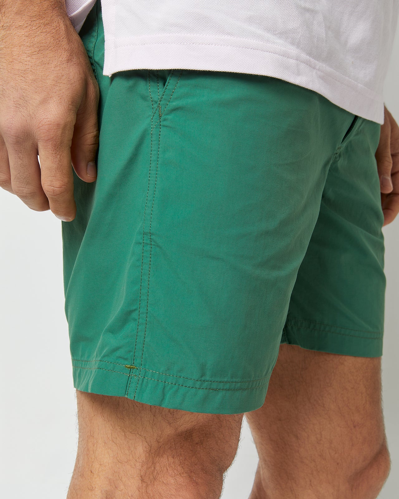 Zip-Front Mid-Length Swim Short in Pine Nylon
