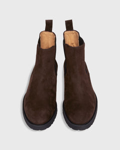 Lug Sole Chelsea Boot in Chocolate Suede