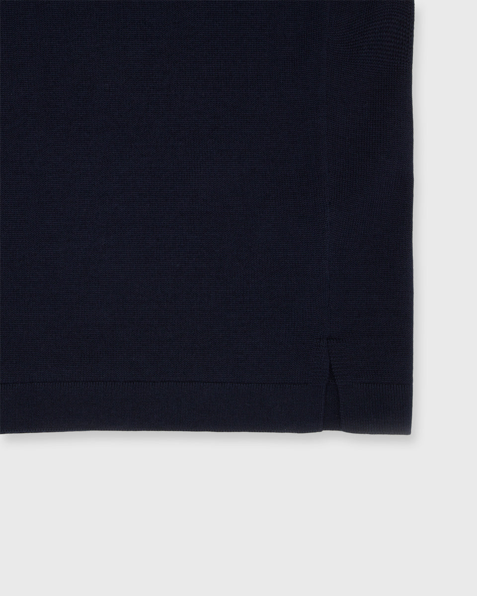 Long-Sleeved Rally Polo Sweater in Navy Cotton | Shop Sid Mashburn