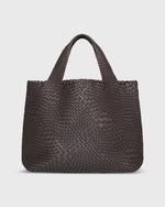 Load image into Gallery viewer, Large Mercato Handwoven Tote in Dark Brown Leather
