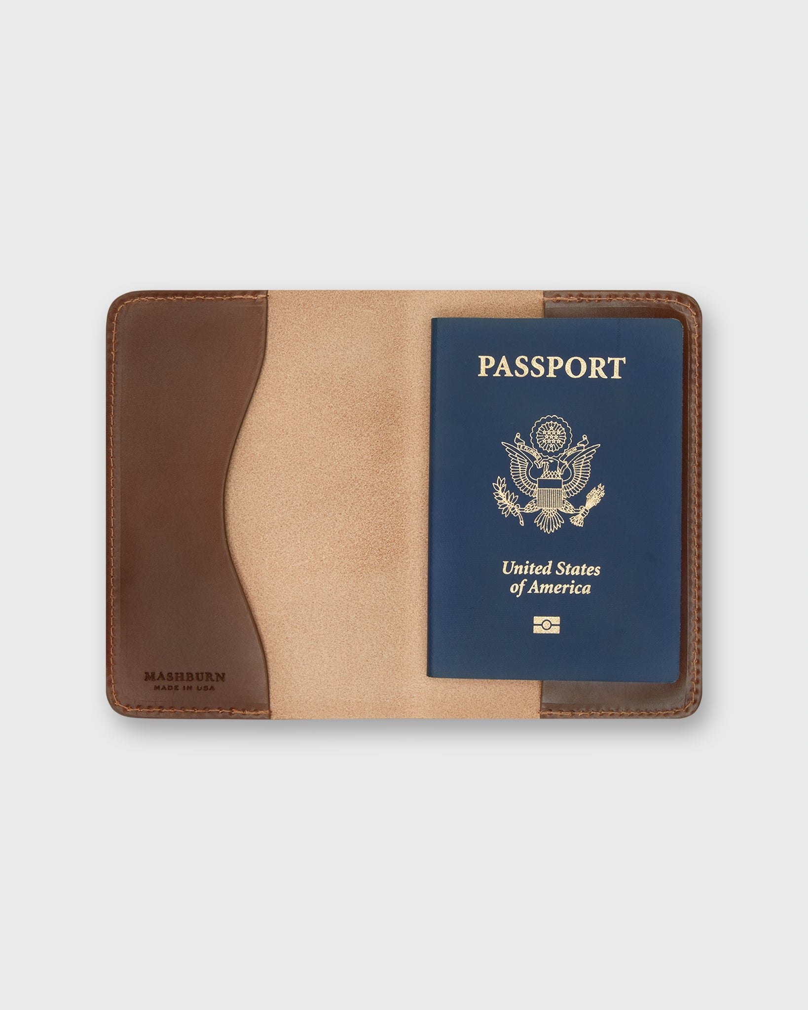Passport Holder in Medium Brown Leather