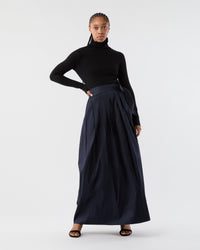 Superfine Funnel-Neck Sweater in Black Cashmere