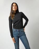Load image into Gallery viewer, Superfine Funnel-Neck Sweater in Black Cashmere
