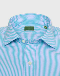 Spread Collar Sport Shirt in Sky/Seafoam Stripe End-on-End