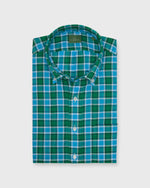 Load image into Gallery viewer, Button-Down Sport Shirt in Aqua/Grass Plaid Chambray
