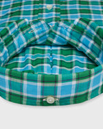 Load image into Gallery viewer, Button-Down Sport Shirt in Aqua/Grass Plaid Chambray
