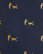 Load image into Gallery viewer, Silk Club Tie in Blue/Gold Bull &amp; Bear
