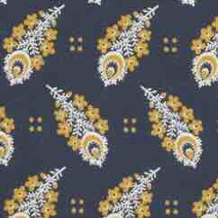 Cotton Print Pocket Square in Navy/Gold Paisley Feather Liberty Fabric