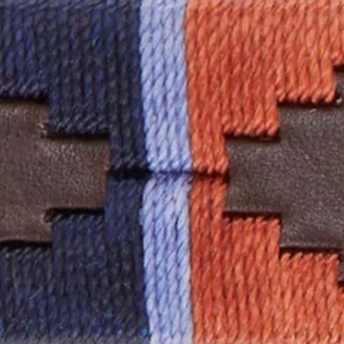 1 1/8" Polo Belt in Orange/Navy/Lavender Chocolate Leather