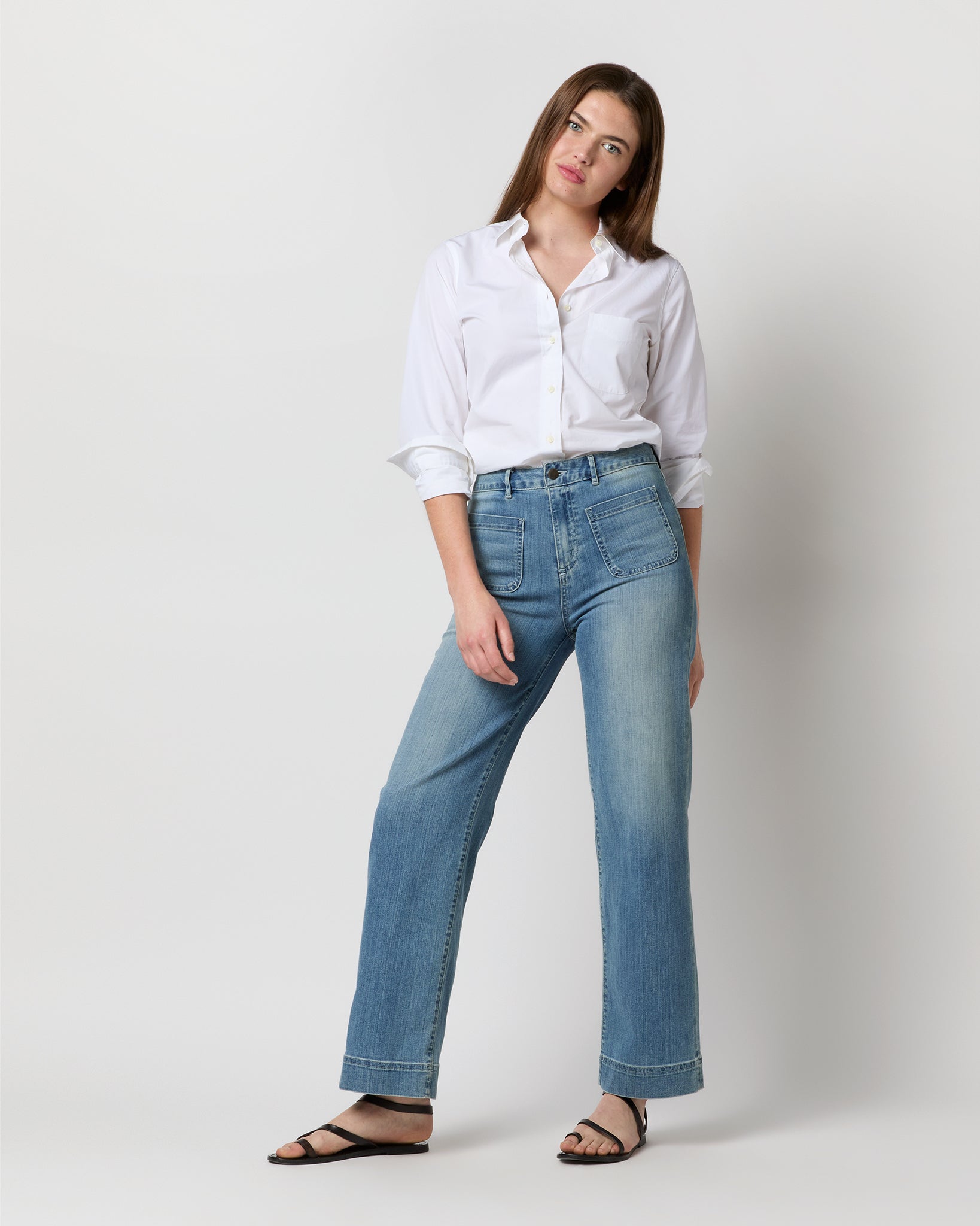 Column Patch Pocket Jean in 7-Year Indigo Stretch Denim | Shop Ann 